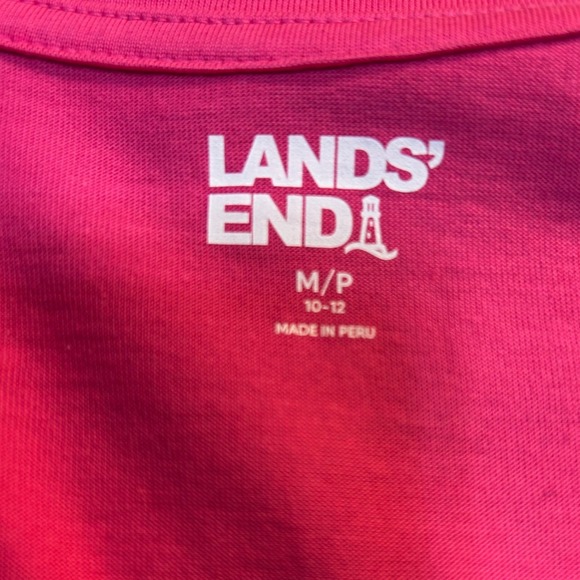 NEW Lands End Womens Long Sleeve V Neck T Shirt Pink Petite M MP NWT 100% cotton - Picture 3 of 11